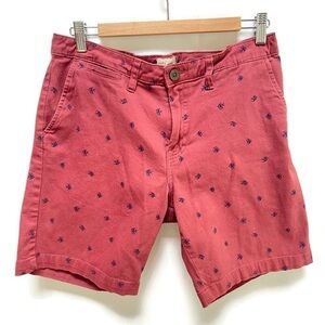 Jachs New York Bleecker Fit Men's Preppy Fish Shorts in Dusty Red, Size 32